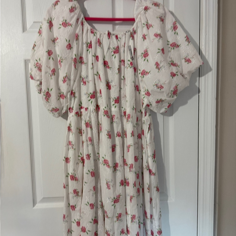 Floral White and Pink Women’s Dress
